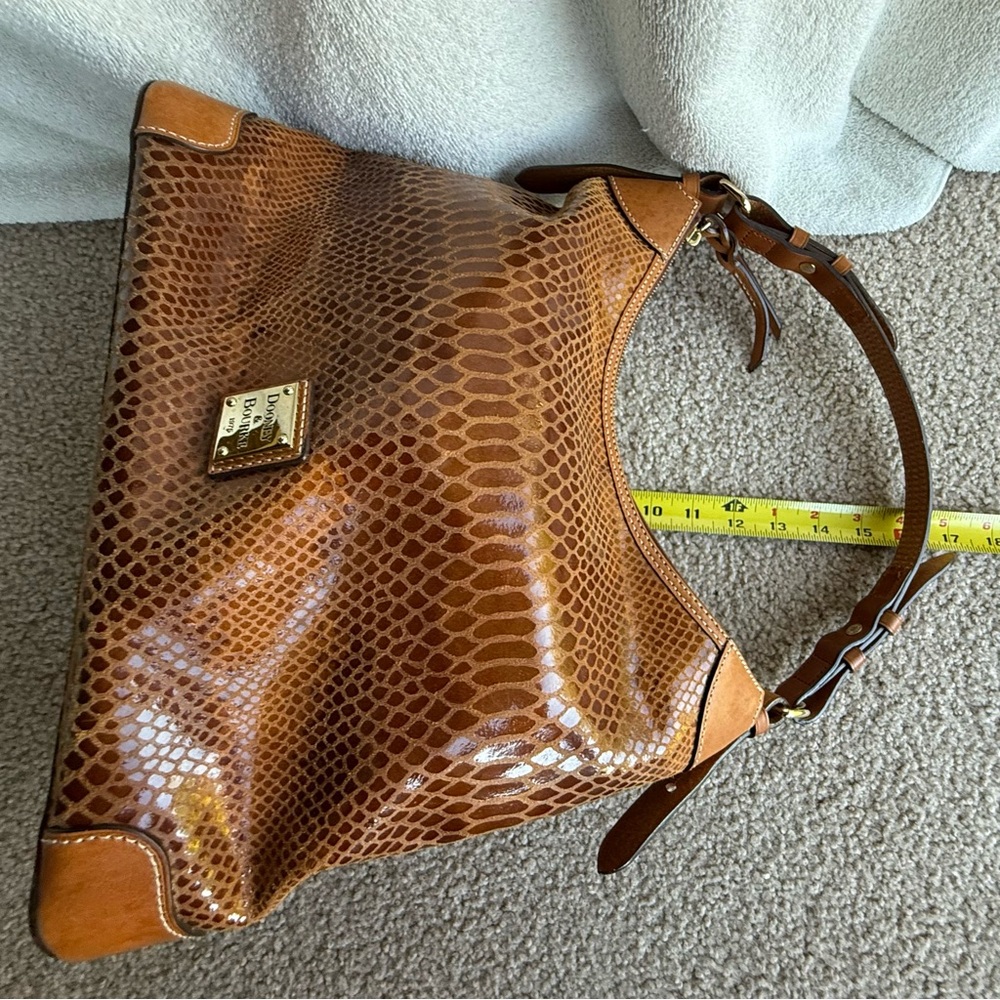 Vintage Dooney & Bourke Brown Leather Suede Shoulder Bag Snake Skin Embossed - Picture 4 of 16